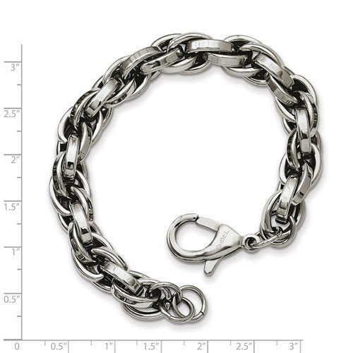 Men's Polished Stainless Steel 10mm Oval Link Bracelet, 8.5"