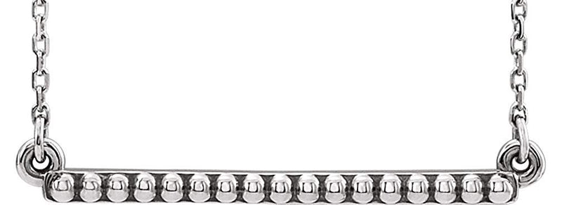 Petite Bead Trim Bar Necklace, Rhodium-Plated 14k White Gold, 16-18"