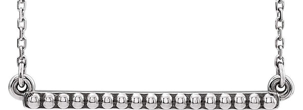 Petite Bead Trim Bar Necklace, Sterling Silver, 16-18"