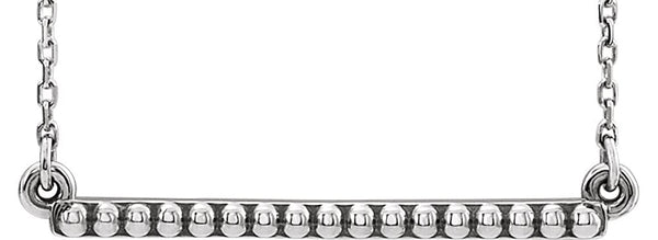 Platinum Petite Bead Trim Bar Necklace, 16-18"