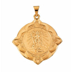 14k Yellow Gold Round St. Raphael Medal (31x31MM)