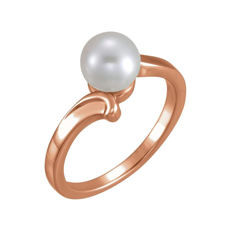 White Freshwater Cultured Pearl Ring, 14k Rose Gold (7.00-7.50 mm)