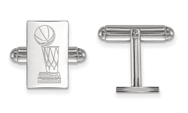 Sterling Silver 2017 NBA Championship Warriors Rectangle Cuff Links