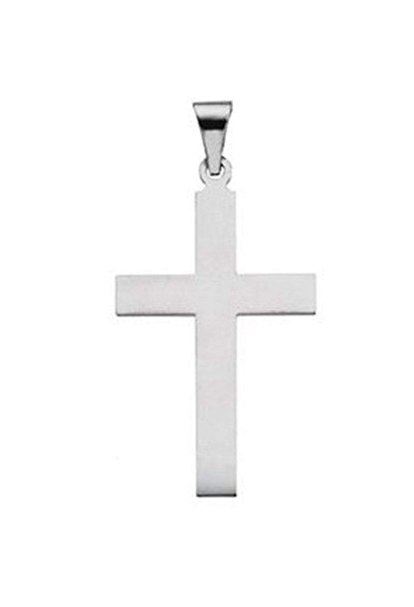 Western Cross Rhodium-Plated 14k White Gold Pendant (42X25MM)