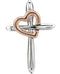 Two-Tone Cross with Heart Rhodium-Plated 14k White and Rose Gold Pendant (19.80X13.30)