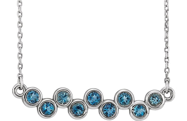 Bezel-Set Aquamarine Bar Necklace, Sterling Silver, 16-18"