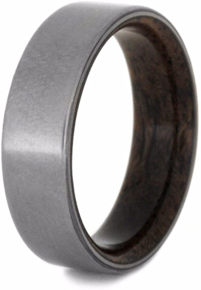 Sindora Sleeve with Matte Titanium Overlay 6.5mm Comfort-Fit Ring, Size 5.25