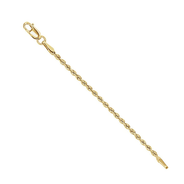 14k Yellow Gold 1.85mm Rope Extender Safety Chain, 2.25"