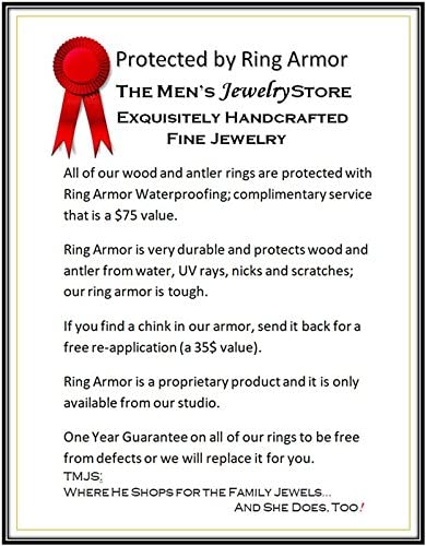 Bamboo Inlays 9mm Comfort Fit Interchangeable Titanium Ring, Size 10.75