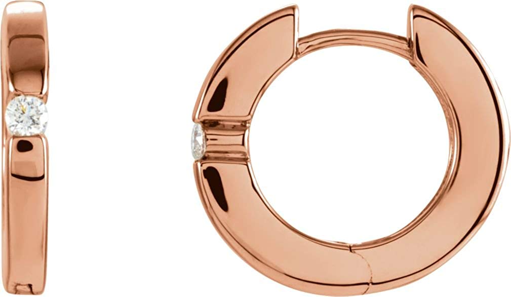 Diamond Hoop Earrings, 14k Rose Gold (.07 Ctw, Color GH, Clarity SI1)