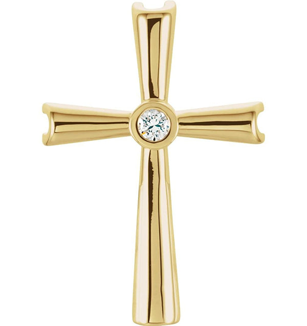 Diamond Solitaire Cross 14k Yellow Gold Pendant (.04 Ct, G-H Color, SI1 Clarity)