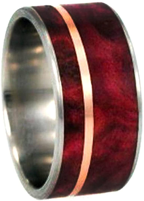 Redwood, 14k Rose Gold 10mm Comfort Fit Matte Titanium Wedding Band, Size 5.5