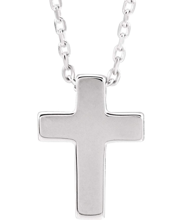 Petite Cross Rhodium-Plated 14k White Gold Pendant Necklace 16" and 18"