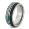 Dinosaur Bone, Gibeon Meteorite, Green Pinstripe 9mm Comfort-Fit Titanium Band