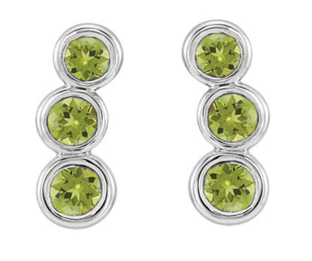 Peridot Three-Stone Ear Climbers, Sterling Silver