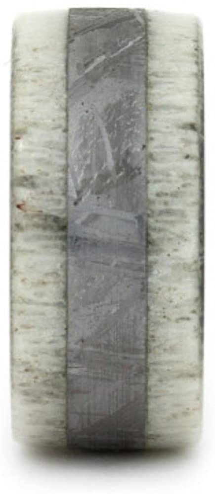 Deer Antler, Gibeon Meteorite 10mm Comfort-Fit Titanium Band, Size 4.25