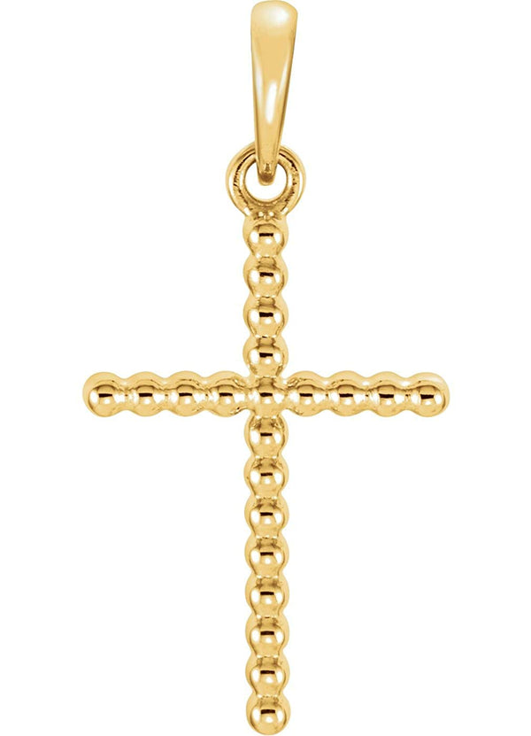 Beaded Cross 14k Yellow Gold Pendant (17.5X12.10 MM)