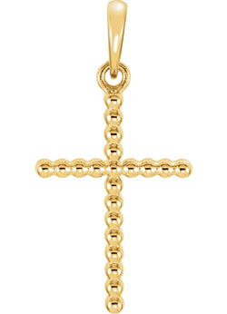 Beaded Cross 14k Yellow Gold Pendant (25.4X17.2 MM)