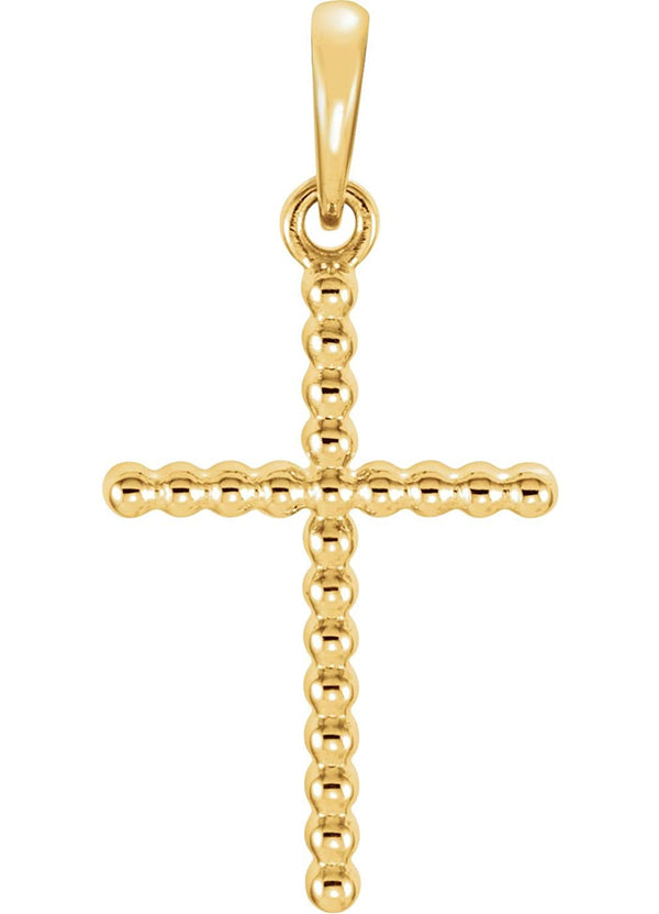 Beaded Cross 14k Yellow Gold Pendant (25.4X17.2 MM)