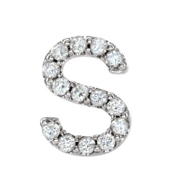 Sterling Silver Diamond Letter 'S' Initial Stud Earring (Single Earring) (.06 Ctw, GH Color, I1 Clarity)