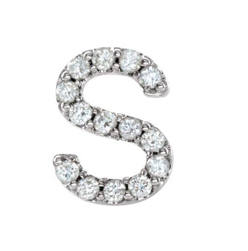 Platinum Diamond Letter 'S' Initial Stud Earring (Single Earring) (.06 Ctw, GH Color, SI2-SI3 Clarity)