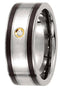 9mm Titanium, Sterling Silver, 14k Yellow Gold Diamond Comfort Fit Ring, Sizes 8 to 12