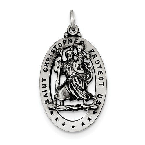 Sterling Silver St. Christopher Medal (36X22MM)