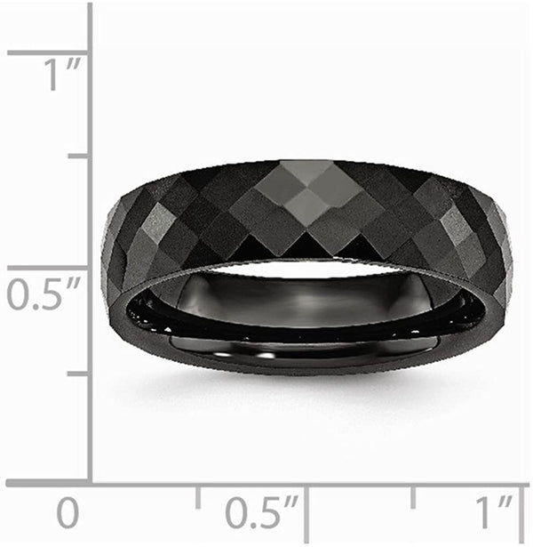 Men's Black Ceramic Faceted 6mm Comfort-Fit Wedding Band Size 9