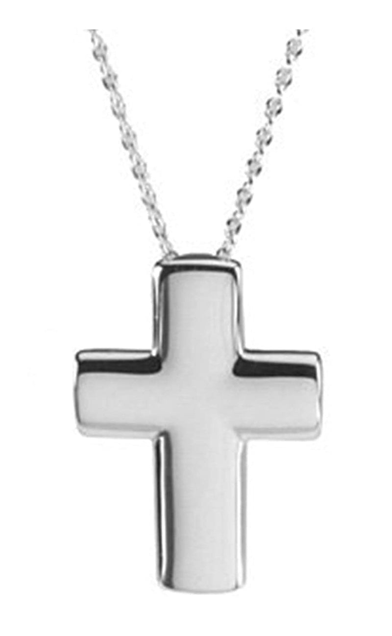 Covenant of Prayer Unadorned Cross Rhodium-Plated Sterling Silver Necklace, 18" (27.70X17.00 MM)