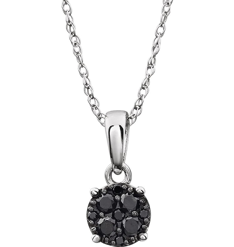 Black Diamond Pendant Necklace in Rhodium Plate 14k White Gold, 18" (1/5 Cttw)
