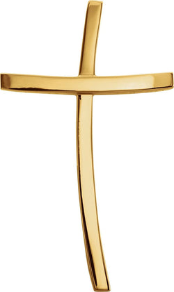 Slim-Profile Curved Cross 14k Yellow Gold Pendant (32.00X19.25 MM)