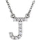 Diamond Initial 'J' Rhodium Plate 14K White Gold (1/8 Cttw, GH Color, I1 Clarity), 16.25"