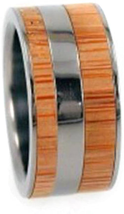 Bamboo Inlays 9mm Comfort Fit Interchangeable Titanium Ring, Size 10.75