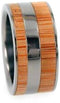 Interchangeable Bamboo Inlay 9mm Comfort Fit Titanium Band, Size 15.5