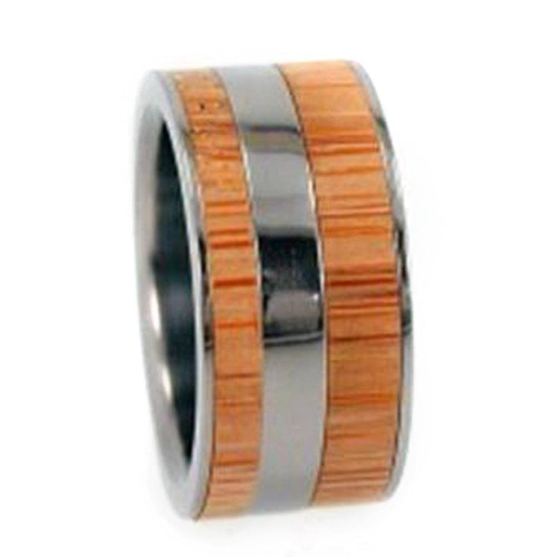 Bamboo Inlays 9mm Comfort Fit Interchangeable Titanium Ring, Size 13.75