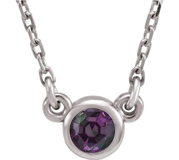 Chatham Created Alexandrite 'June' Birthstone 14k White Gold Pendant Necklace, 16"