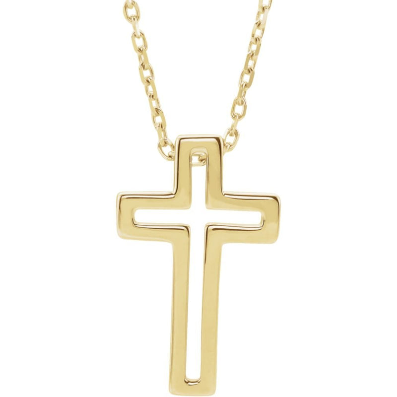 Open Cross 14k Yellow Gold Necklace, 18"(15.70X9.90 MM)