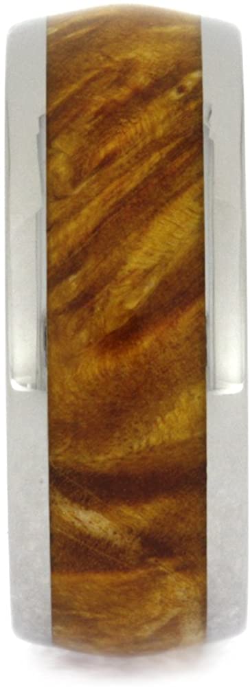Gold Box Elder Burl Wood 8mm Comfort-Fit Titanium Wedding Band, Size 15.25