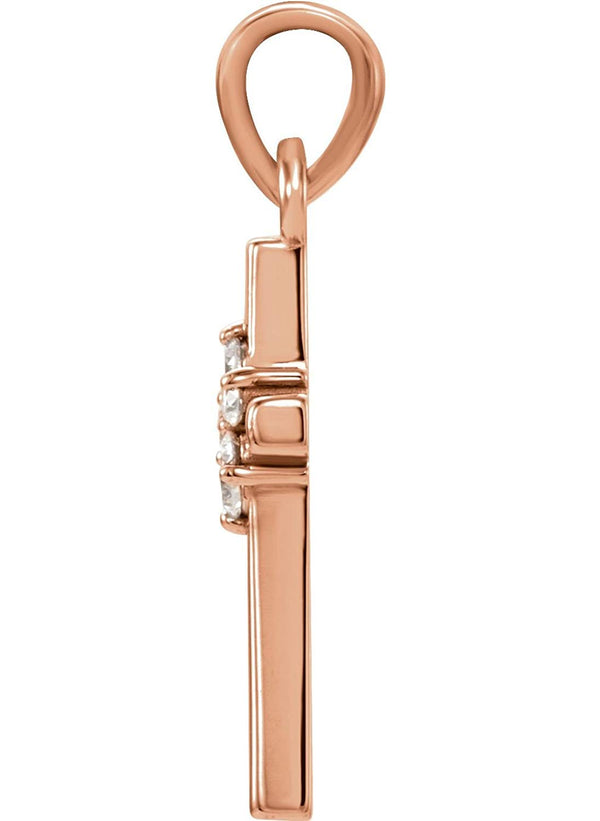 Diamond Cross Pendant in 14k Rose Gold (.07 Cttw )