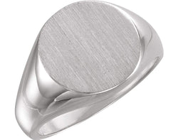 Men's Brushed Signet Ring, Palladium (15mm)