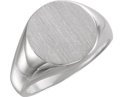 Men's Brushed Signet Ring, Continuum Sterling Silver (15mm) Size 9