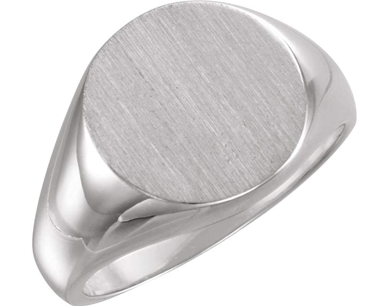 Men's Sterling Silver Brushed Signet Ring (15mm)