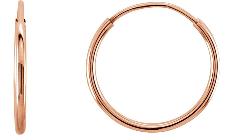 Petite Endless Hoop Earrings, 14k Rose Gold (12mm)