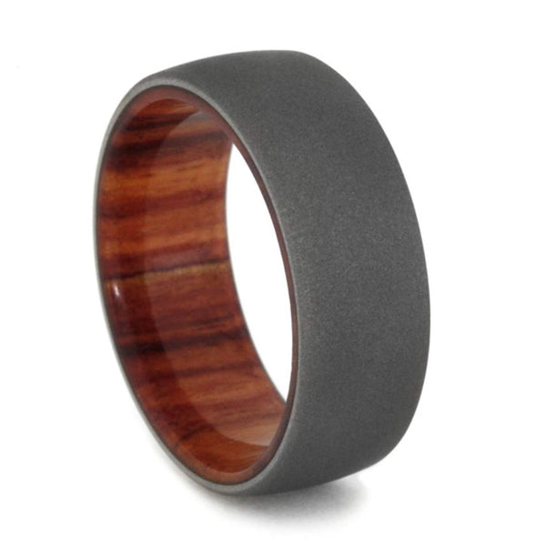 Tulip Wood, Sandblasted Titanium 8mm Comfort-Fit Band