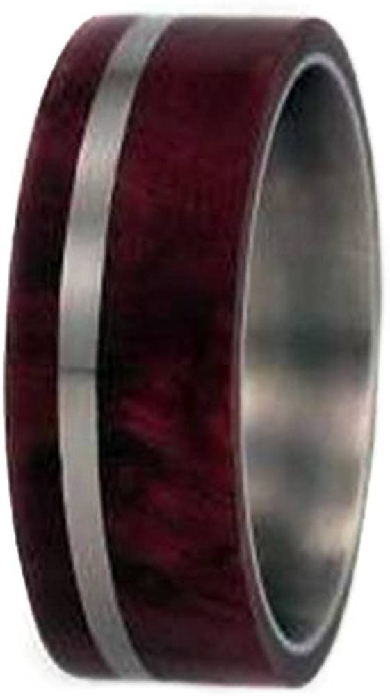 Redwood, Titanium Pinstripe 8mm Comfort Fit Titanium Wedding Band, Size 6.5