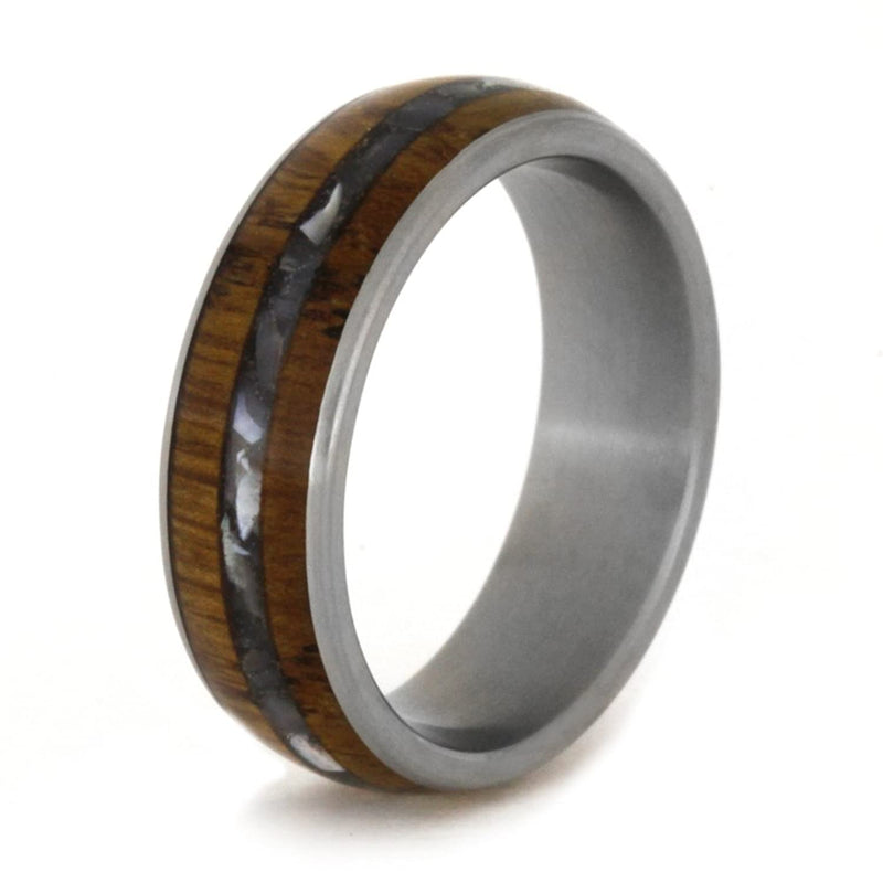 Mother of Pearl and Wood 6mm Comfort-Fit Matte Titanium Band