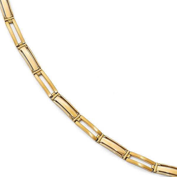 Men's Polished and Brushed 14k Yellow Gold Hollow Link Bracelet, 8 "