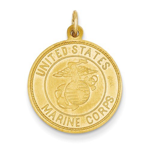 14k Yellow Gold US Marine Corp St. Christopher Medal Pendant (25X19MM)