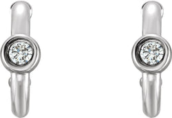 Diamond J-Hoop Earrings, Rhodium-Plated 14k White Gold (.125 Ctw, G-H Color, I1 Clarity )