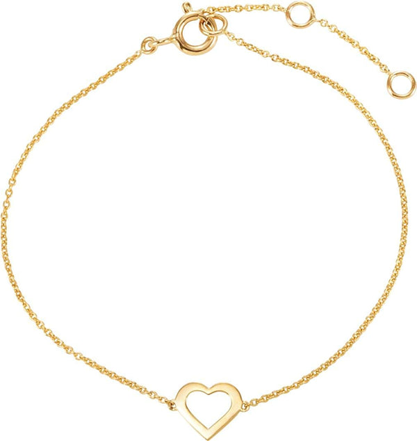 Heart Design Bracelet, 14k Yellow Gold, 7"